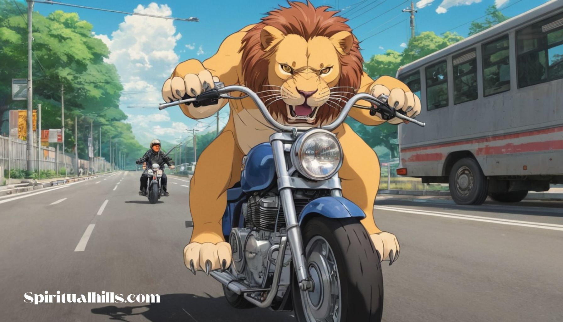 what is the meaning of a lion riding a bike